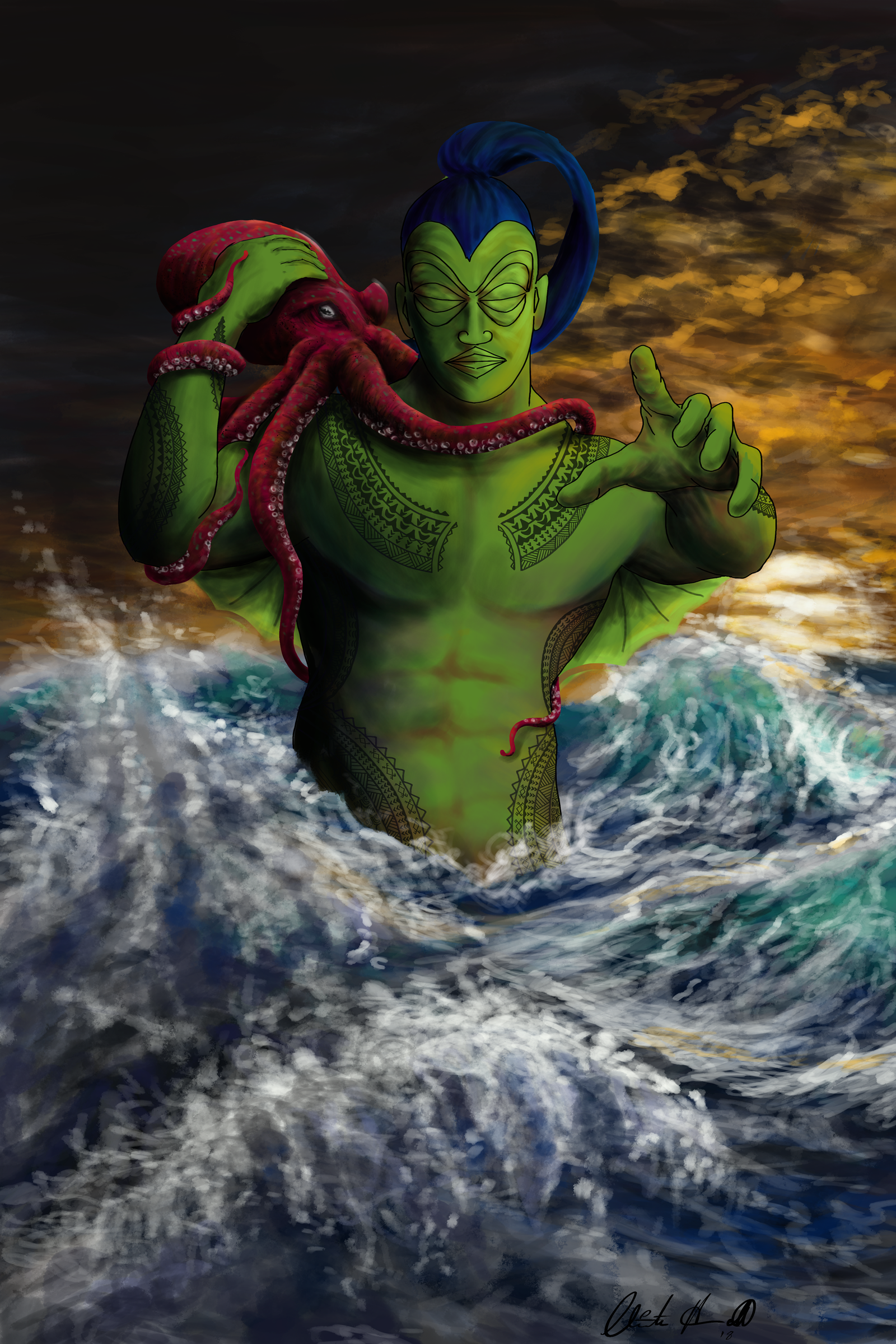 Clinton Hewett Artist | Tangaroa's tempest | Cook Islands artist